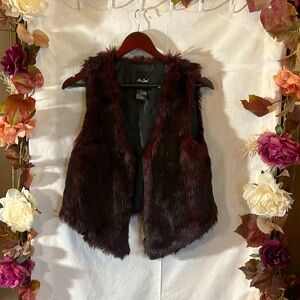 Max Studio Deep Burgundy Faux Fur Vest